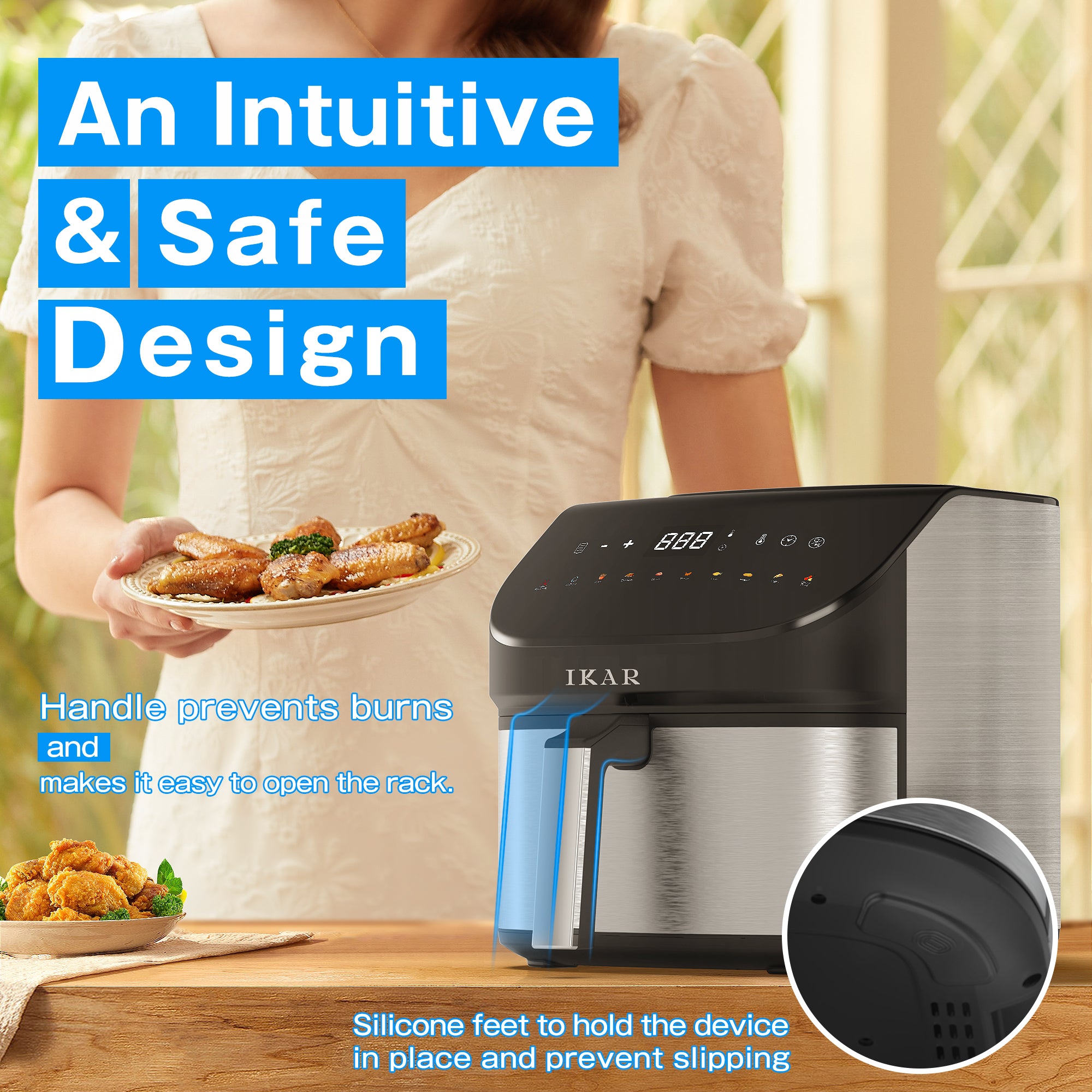 Air Fryer 7.0L 1600W 10-in-1 Functions, Air Fry, Roast, Bake, Broil, Dehydrate, Digital Touchscreen Air Fryers, Nonstick & Dishwasher-Safe Basket, Stainless Steel Air Fryer Oven