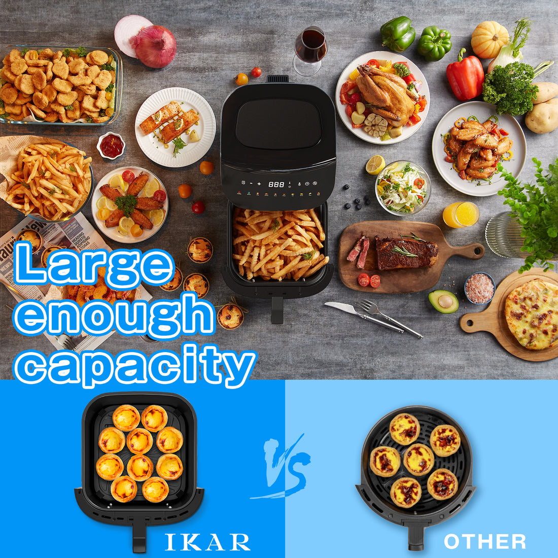 Air Fryer 7.0L 1600W 10-in-1 Functions, Air Fry, Roast, Bake, Broil, Dehydrate, Digital Touchscreen Air Fryers, Nonstick & Dishwasher-Safe Basket, Stainless Steel Air Fryer Oven