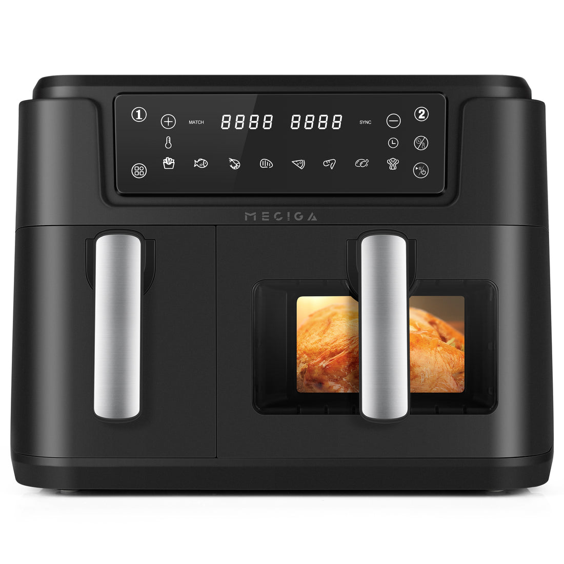 Air Fryer 3.5L+6.5L+10L 2400W 10-in-1 Functions, Air Fry, Roast, Bake, Broil, Dehydrate, Digital Touchscreen Air Fryers, Nonstick & Dishwasher-Safe Basket, Stainless Steel Air Fryer Oven MG-AF02