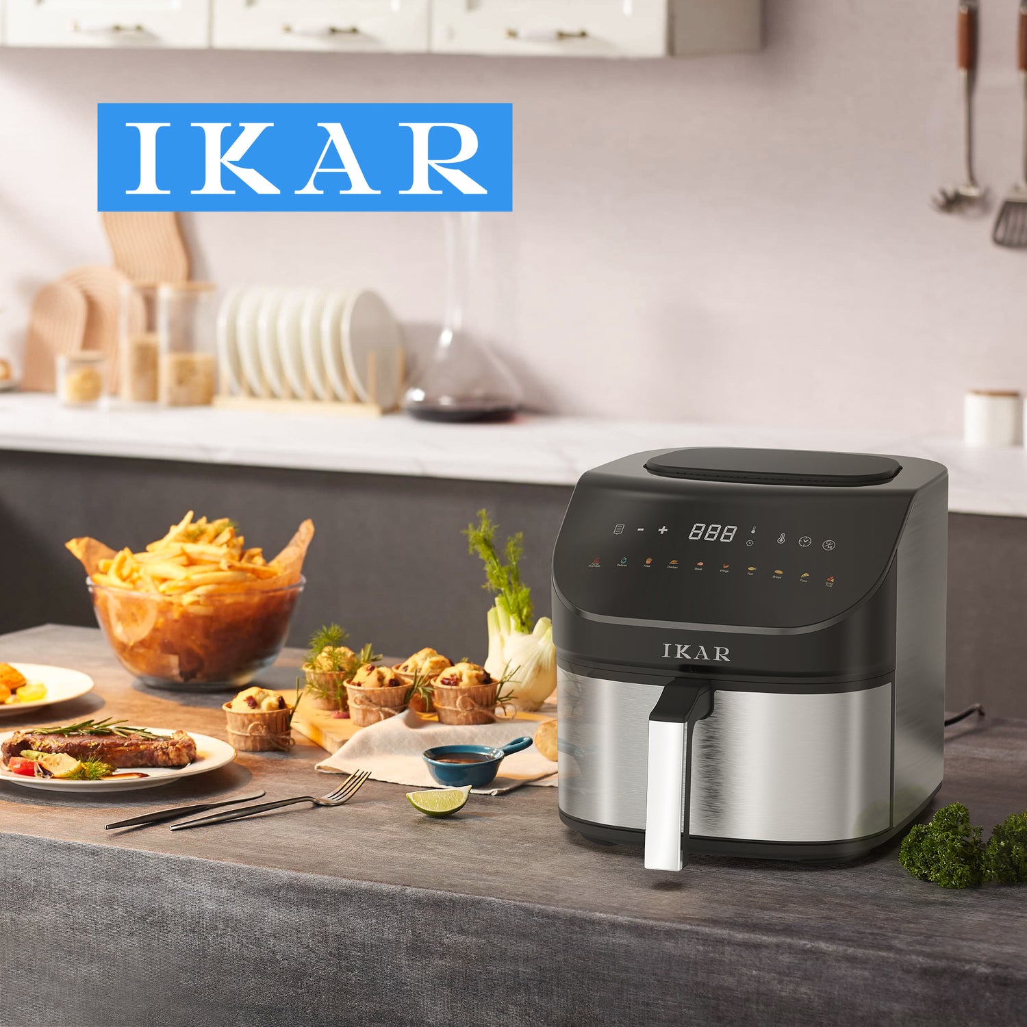 Air Fryer 7.0L 1600W 10-in-1 Functions, Air Fry, Roast, Bake, Broil, Dehydrate, Digital Touchscreen Air Fryers, Nonstick &amp; Dishwasher-Safe Basket, Stainless Steel Air Fryer Oven